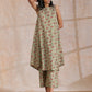 trueBrowns Beige Overall Brown Floral Block Print Cotton High-Low Co-Ord Set - Swadesiicart