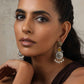 trueBrowns Silver Gold Tone Meenakari Pearl Drop Earrings - Swadesiicart