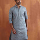 trueBrowns Men's Blue Chanderi Kurta | Swadesiicart