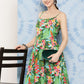 InWeave Women's Mint Green Leaf Japanese Art Strappy Set - Swadesiicart