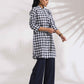 trueBrowns Blue Cotton Check Kurta Co-ord Set - Swadesiicart
