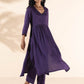 trueBrowns Purple Viscose Dobby Slit Kurta Pant Set | Swadesiicart