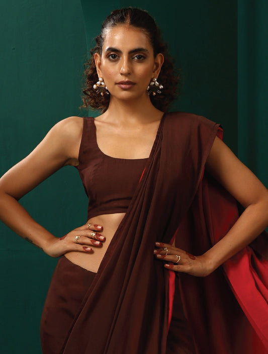 trueBrowns Cola Muslin Silk Scoop Neck Sleeveless Blouse | Swadesiicart