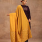 trueBrowns Mustard Velvet Embroidered Shawl | Swadesiicart