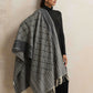trueBrowns Charcoal Geometric Woollen Stole | Swadesiicart