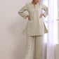 trueBrowns Light Grey Slub Co-Ord Set - Swadesiicart