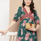 Ahalyaa Women Floral Printed Empire Ethnic Dress | Swadesiicart