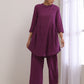 trueBrowns Plum Purple Dobby Gathers Co-Ord Set - Swadesiicart
