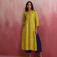 trueBrowns Lime Viscose Silk Kurta Set | Swadesiicart