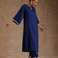 trueBrowns Midnight Blue Modal Satin Relax Kurta Set | Swadesiicart