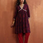 trueBrowns Purple Floral Print Anarkali Kurta Co-ord Set - Swadesiicart