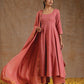 trueBrowns Blush Gold Cotton Anarkali Set | Swadesiicart