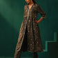 trueBrowns Grey Diamond Viscose Silk Front Slit Kurta Pant Set | Swadesiicart