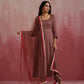 trueBrowns Brown Modal Anarkali Kurta Set | Swadesiicart