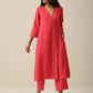 trueBrowns Bright Pink Slub Texture Angrakha Pant Set | Swadesiicart