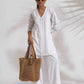 trueBrowns White Cotton Schiffli Co-ord Set - Swadesiicart
