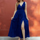 trueBrowns Blue Velvet Sleeveless Dress | Swadesiicart