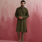 trueBrowns Men's Olive green Mandarin Collar Kurta | Swadesiicart
