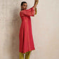 trueBrowns Hot Pink Tissue Flared Kurta Set | Swadesiicart