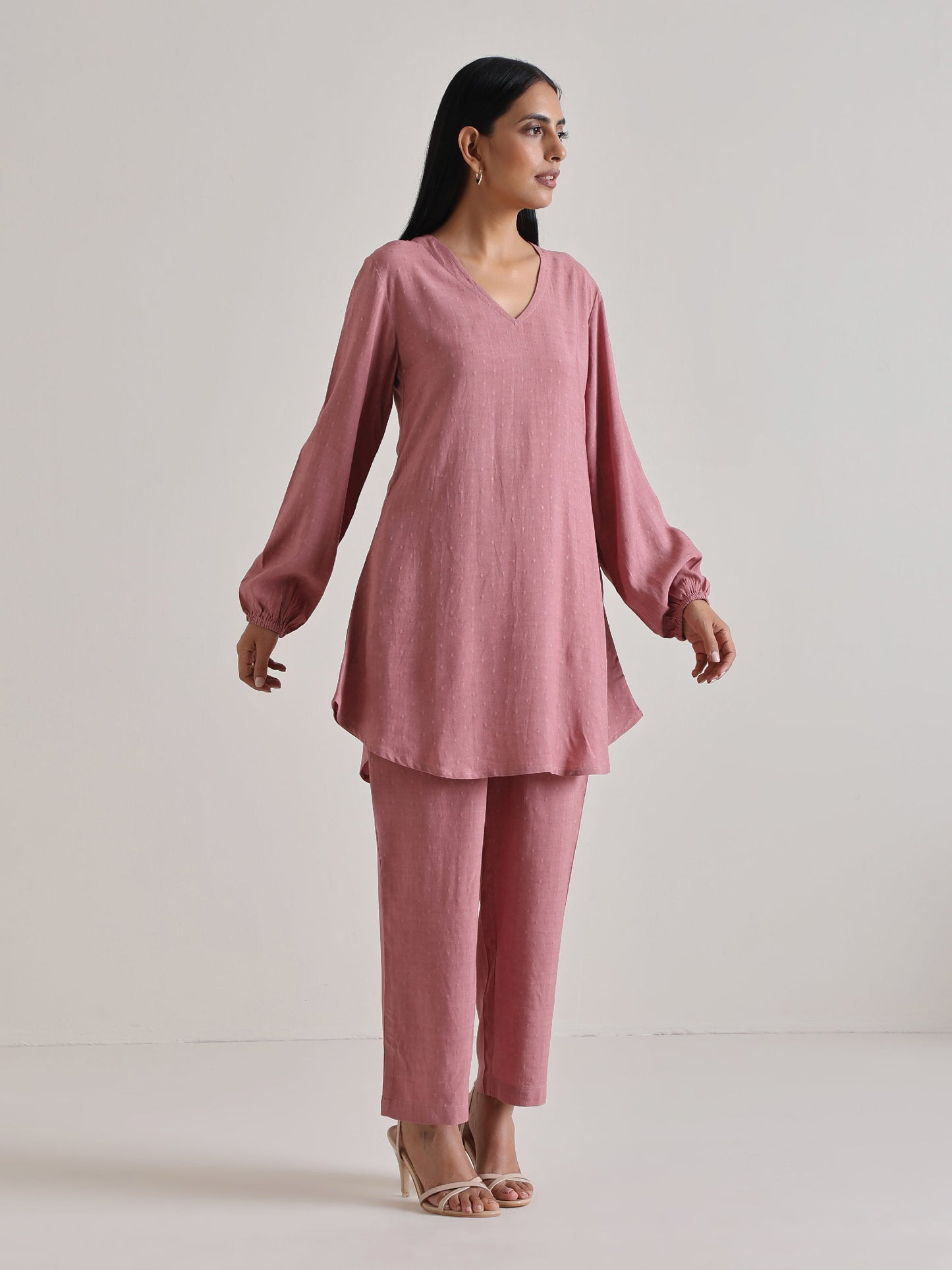trueBrowns Mauve Short Co-Ord Set - Swadesiicart