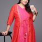 Ahalyaa Plus Size V-neck Maxi Ethnic Dress | Swadesiicart