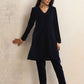 trueBrowns Blue Velvet Kurta Co-ord Set - Swadesiicart