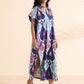 trueBrowns Blue Cotton Ikat Oversized Dress | Swadesiicart