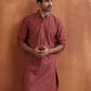 trueBrowns Men's Rust Cotton Dobby Kurta | Swadesiicart