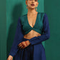 trueBrowns Teal Blue Silk Full Sleeve Blouse | Swadesiicart