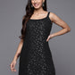Ahalyaa Woman Silver Foil Printed Shoulder Straps Net Tunic | Swadesiicart