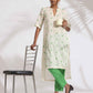 trueBrowns Off-White Cotton Floral Embroidered Straight Kurta Set | Swadesiicart