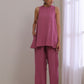 trueBrowns Onion Pink Dobby Sleeveless Short Co-Ord Set - Swadesiicart