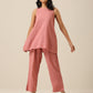 trueBrowns Light Mauve Slub Textured Sleeveless Short Co-Ord Set - Swadesiicart