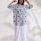 trueBrowns White Cotton Print Jacket Co-ord Set - Swadesiicart
