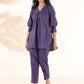 trueBrowns Purple Cotton Dobby Co-ord Set - Swadesiicart