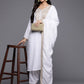 Ahalyaa Women White Ethnic Motifs Embroidered Aari Work Pashmina Kurta with Salwar & With Dupatta | Swadesiicart