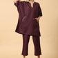 trueBrowns Cotton Linen Purple Boxy Fit Co-Ord Set - Swadesiicart