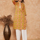 InWeave Women's Mustard Green Lace Gota Work Straight Kurta - Swadesiicart