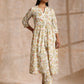 trueBrowns White Multi Color Overall Block Print Cotton Kurta Pant Set | Swadesiicart
