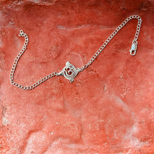 trueBrowns 925 Sterling Silver Textured Om Silver Chain Rakhi | Swadesiicart