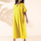 trueBrowns Lime Cotton Front Slit Dress | Swadesiicart