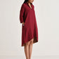 trueBrowns Maroon Short Collared Dress | Swadesiicart