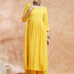 InWeave Women's Butter Yellow Chikankari Long Anarkali Kurta Sharara Set - Swadesiicart