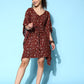 InWeave Women's Burgundy Jaal Print Kaftan Dress - Swadesiicart