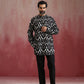 trueBrowns Men's Black Ikat Print Mandarin Collar Kurta Co-ord set - Swadesiicart