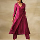 trueBrowns Purple Textured Silk Angrakha Kurta Pant Set | Swadesiicart