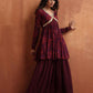 trueBrowns Purple Floral Print Sharara Set | Swadesiicart