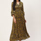 InWeave Women's Mustard Print Ruffled Dress - Swadesiicart