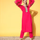 InWeave Women's Fuschia Organza Sleeve Gota Work Kurta Set - Swadesiicart