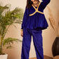 InWeave Women's Royal Blue Mughal Shaan Style Velvet Short Kurta Set - Swadesiicart